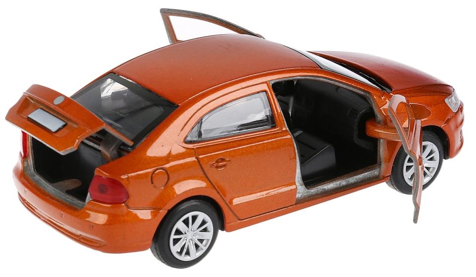 Машина металлическая Volkswagen Polo Седан, 12 см, открываются двери и багажник, инерционная, коричневая  