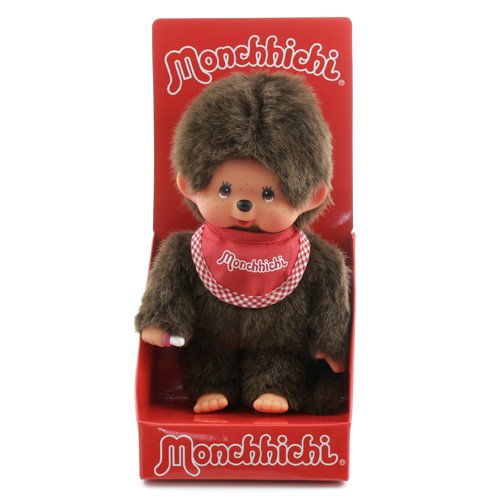 Мягкая игрушка – мальчик в красном слюнявчике Мончичи, 20 см.  