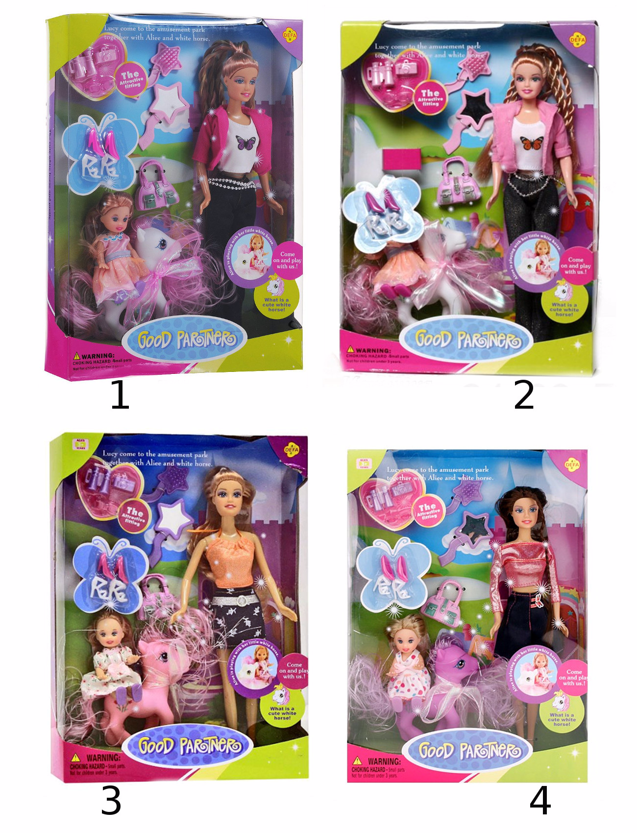 Кукла Defa в наборе с ребенком, пони и аксессуарами  