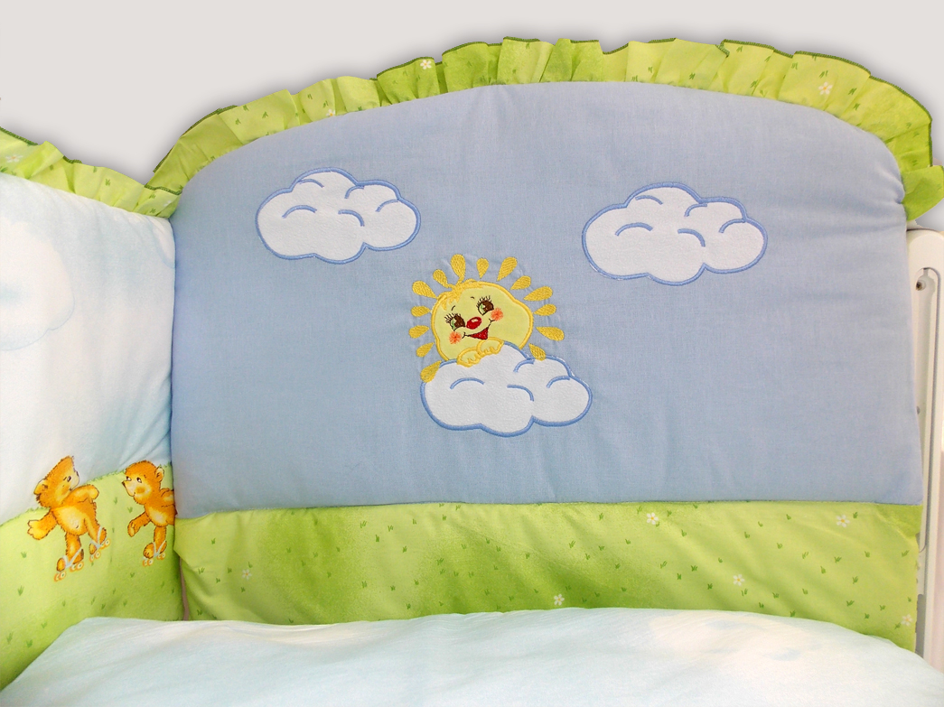 Комплект в кроватку - Солнечный денек, 7 предметов, голубой  