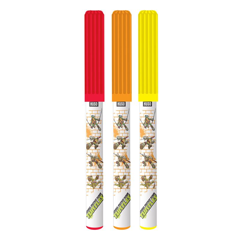 Фломастеры серии Черепашки-ниндзя, 18 цветов, в комплекте 3 бумажных трафарета  