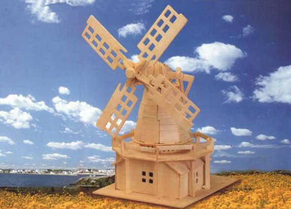 Сборная деревянная модель - Ветряная мельницаПазлы объёмные 3D<br>Сборная деревянная модель - Ветряная мельница<br>