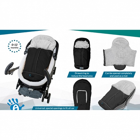 Зимний конверт Nordic Pram & Car seat, black/light grey  