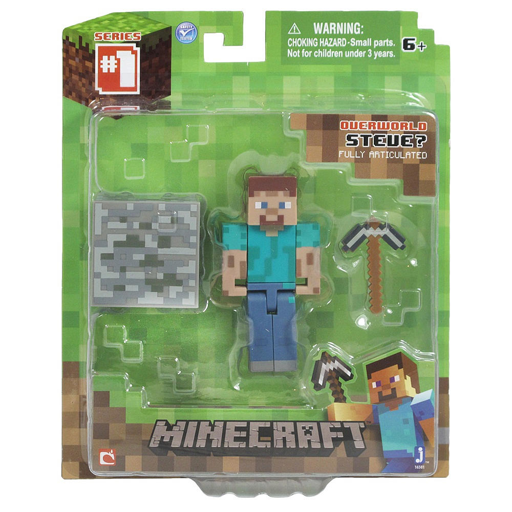 Игровой набор из серии Minecraft с фигуркой Стива, кубом земли и киркой  