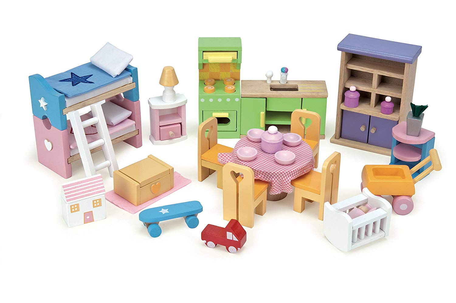 Кукольный домик - Синяя птица, 35 предметов мебели  