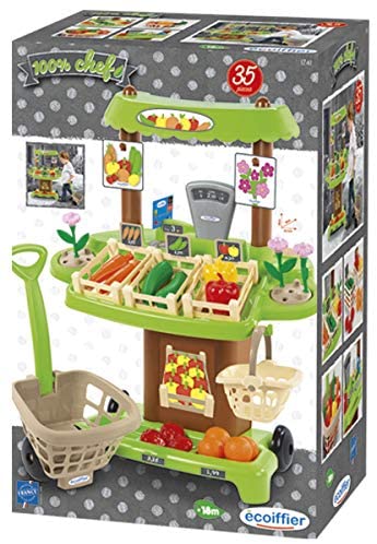 Детский магазин на колесах - Органические продукты с тележкой и корзинкой для покупок  