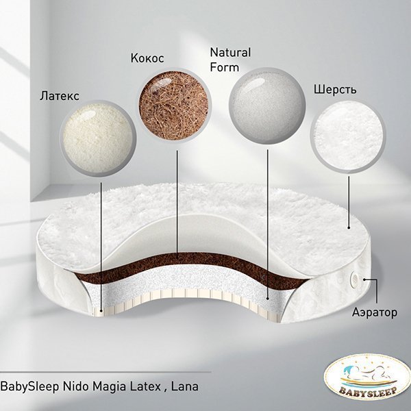 Детский матрас BabySleep - Nido Magia Latex Lana Детский матрас BabySleep - Nido Magia Latex LanaМатрасы, одеяла, подушки<br>Детский матрас BabySleep - Nido Magia Latex Lana<br>