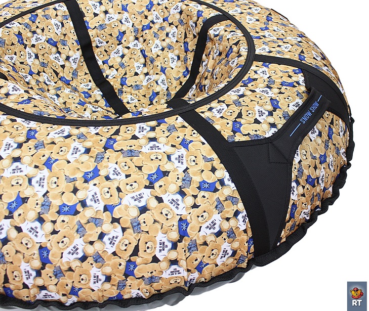 Санки надувные Тюбинг – Медвежата с синим флагом, диаметр 118 см.  