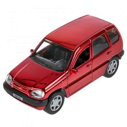 Инерционная металлическая модель - Chevrolet Niva хром, 12 см, цвет красный 