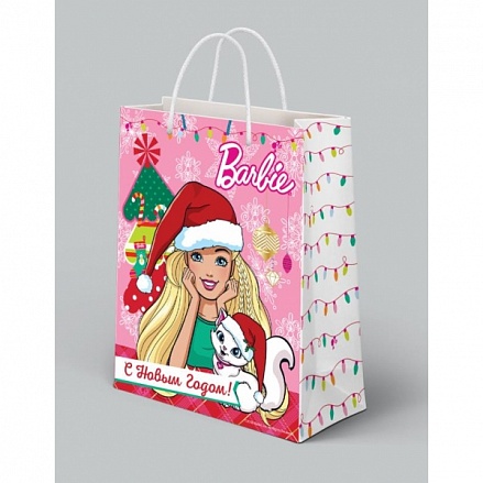 Пакет подарочный из серии Barbie - С Новым Годом!, размер 33 х 46 х 20 см. 