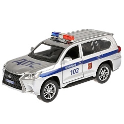 Инерционная металлическая машина Lexus Lx-570 - Полиция, 12 см, свет, звук (Технопарк, LX570-P-SL) - миниатюра