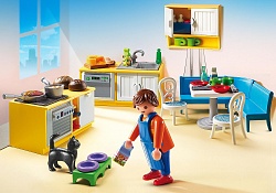 Игровой набор – Кукольный дом: Встроенная кухня с зоной отдыха (Playmobil, 5336pm) - миниатюра