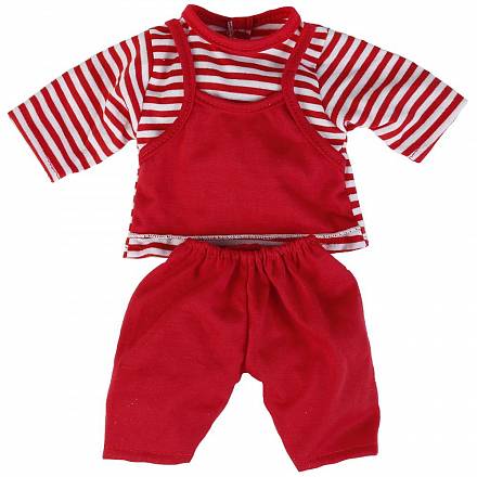 Одежда для кукол Карапуз™ 40-42 см - Красные штаны, кофта в полоску 