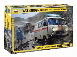 Модель сборная УАЗ 3909 - Аварийно-спасательная служба (Zvezda, 43002з) - миниатюра