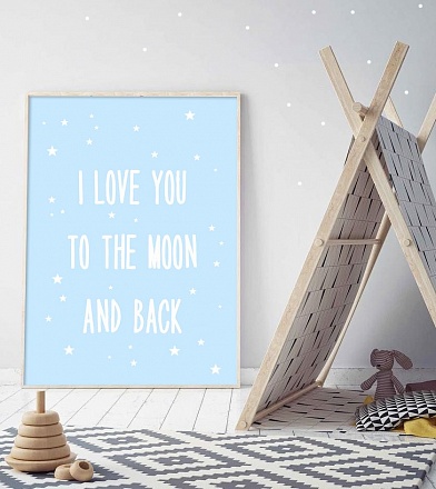 Постер - Люблю тебя до луны и обратно!, размер А4  