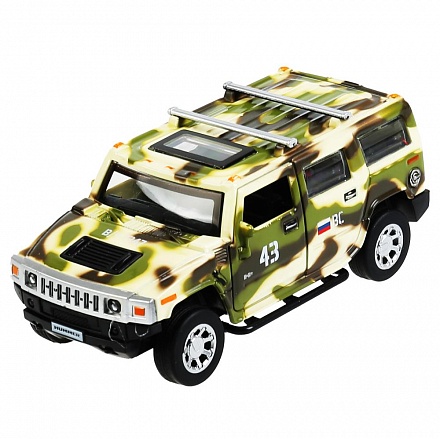 Машина Hummer H2, камуфляж, 12 см, свет-звук, инерционный механизм, цвет зеленый 