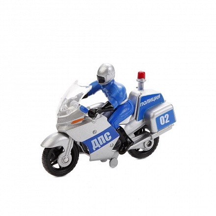 Мотоцикл Полиция/Военный металлический 10 см, с фигуркой, на блистере  