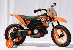 Мотоцикл черно-оранжевый 6V4AH, 25W, пневматические шины (Наша игрушка, QK-305) - миниатюра