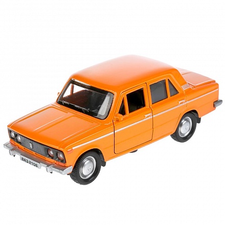 Модель легкового автомобиля - Ваз 2106 Жигули, инерционная, открываются двери, 12 см, оранжевая 