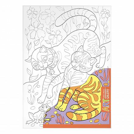 Раскраска на бумажном холсте из серии Арт Галерея средняя – Играющие котята 