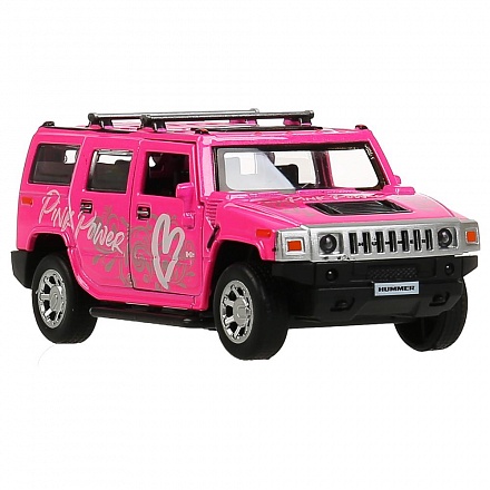 Машина Hummer H2 Спорт 12 см розовая двери и багажник открываются металлическая инерционная 
