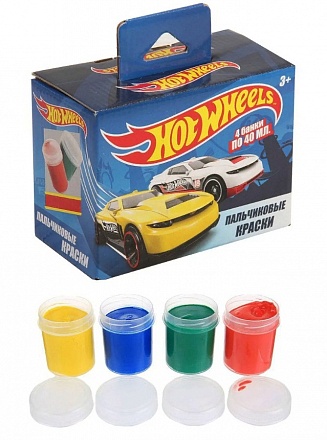 Краски пальчиковые - Hot Wheels, 4 цвета по 40 мл 