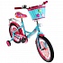 Велосипед детский двухколесный - Фееринки, розово-голубой, колеса 16 дюйм, рама А-тип, передняя корзина, вставки, страховочные колеса, звонок  - миниатюра №1
