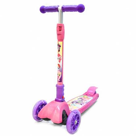 Трехколесный складной самокат – My Little Pony, светящиеся колеса 12,4 и 8 см, розовый 