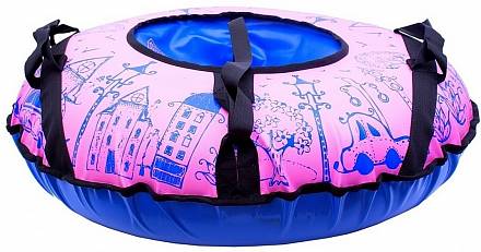 Санки надувные "Тюбинг Город" розовый + автокамера, диаметр 73 см 