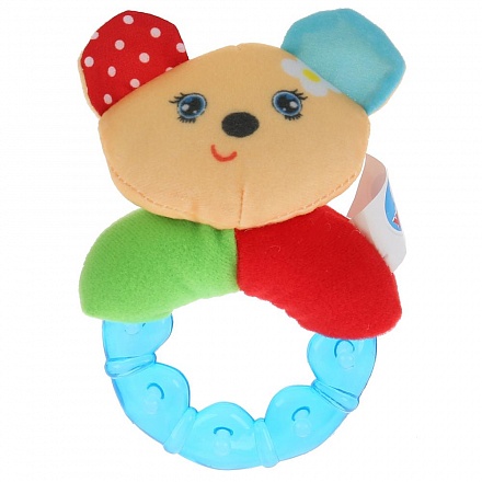 Текстильная игрушка-погремушка с охлаждающим кольцом - Добрый медвежонок 