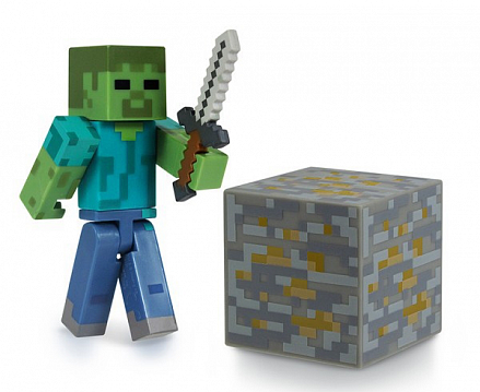 Фигурка Minecraft Zombie Зомби с аксессуарами, 8 см 