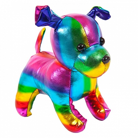 Мягкая игрушка – Металлик. Собака разноцветная, 15 см 