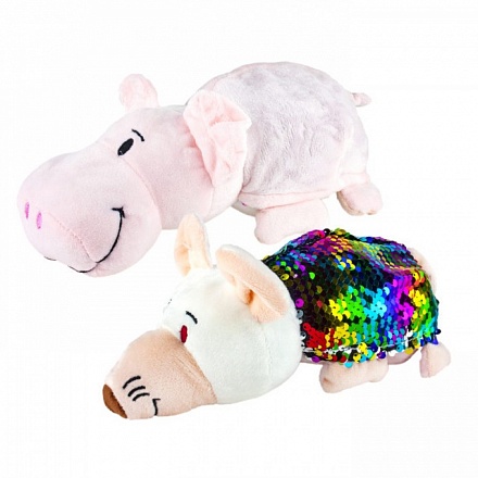 Плюшевая игрушка-вывернушка - Символы года - Свинья-Крыса, 20 см 