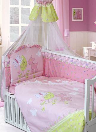 Комплект в кроватку – Little Friend, 7 предметов, розовый 