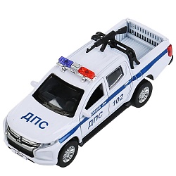 Машина Полиция пикап Mitsubishi L200 Pickup 13 см двери и багажник открываются металлический (Технопарк, L200-12POL-ARMWH) (ассортимент) - миниатюра