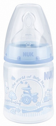 Бутылочка First Choic Plus Baby Blue пластиковая 150 мл, с силиконовой соской, размер М 
