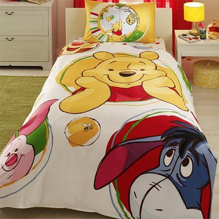 Детский двусторонний полуторный комплект белья Disney WINNIE BALLOON