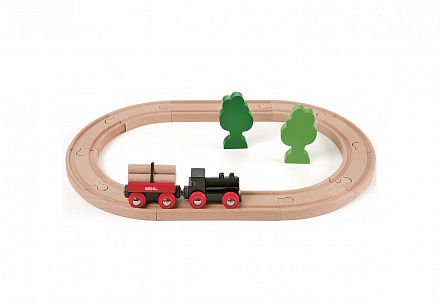 Железная дорога с грузовым поездом, деревянная 