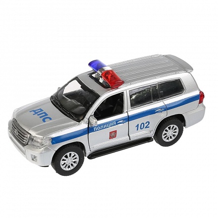 Металлическая инерционная машина - Toyota Land Cruiser – Полиция, 12,5 см, открываются двери 