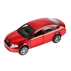 Машина металлическая Skoda Octavia, цвет - хром красный, 12 см., открываются двери, инерционная (Технопарк, OCTAVIA-RD-CH) - миниатюра