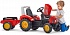 Красный педальный трактор Supercharger с прицепом и открывающимся капотом   - миниатюра №3