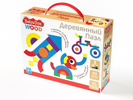 Пазл деревянный Baby Toys, 40 элементов 