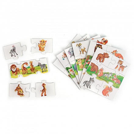 Развивающая игра Ассоциации – Пазлы. Мамы и Малыши, 8 пазлов, 40 карточек 