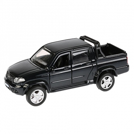 Пикап Uaz Pickup, черный, 12 см, открываются двери, инерционный механизм 