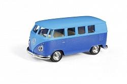 Автобус инерционный металлический Volkswagen Type 2 T1 Transporter, цвет матовый голубой с синим, 1:32 (RMZ City, 554025M(K)) - миниатюра