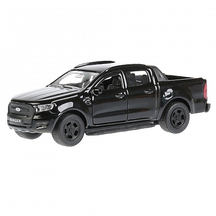 Модель Ford Ranger пикап, черный, 12 см, открываются двери, инерционный 