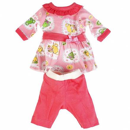 Комплект одежды для кукол - Платье с легинсами, розовое, 40-42 см 