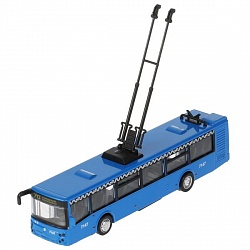 Модель Троллейбус Метрополитен 18 см свет-звук двери открываются инерционная металлическая (Технопарк, TROLL-18SLMOS-BU) - миниатюра