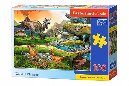 Пазлы Castorland - Мир динозавров, 100 элементов 