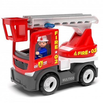 Пожарный грузовик с лестницей и водителем, 22 см 